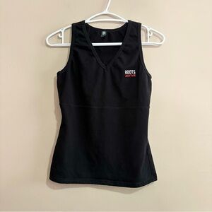 Vintage 90s Roots Black Fitted Tank Top w Built-In Support – Size Medium EUC